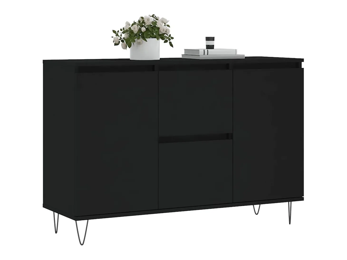 Aparador negro 104x35x70 cm madera contrachapada