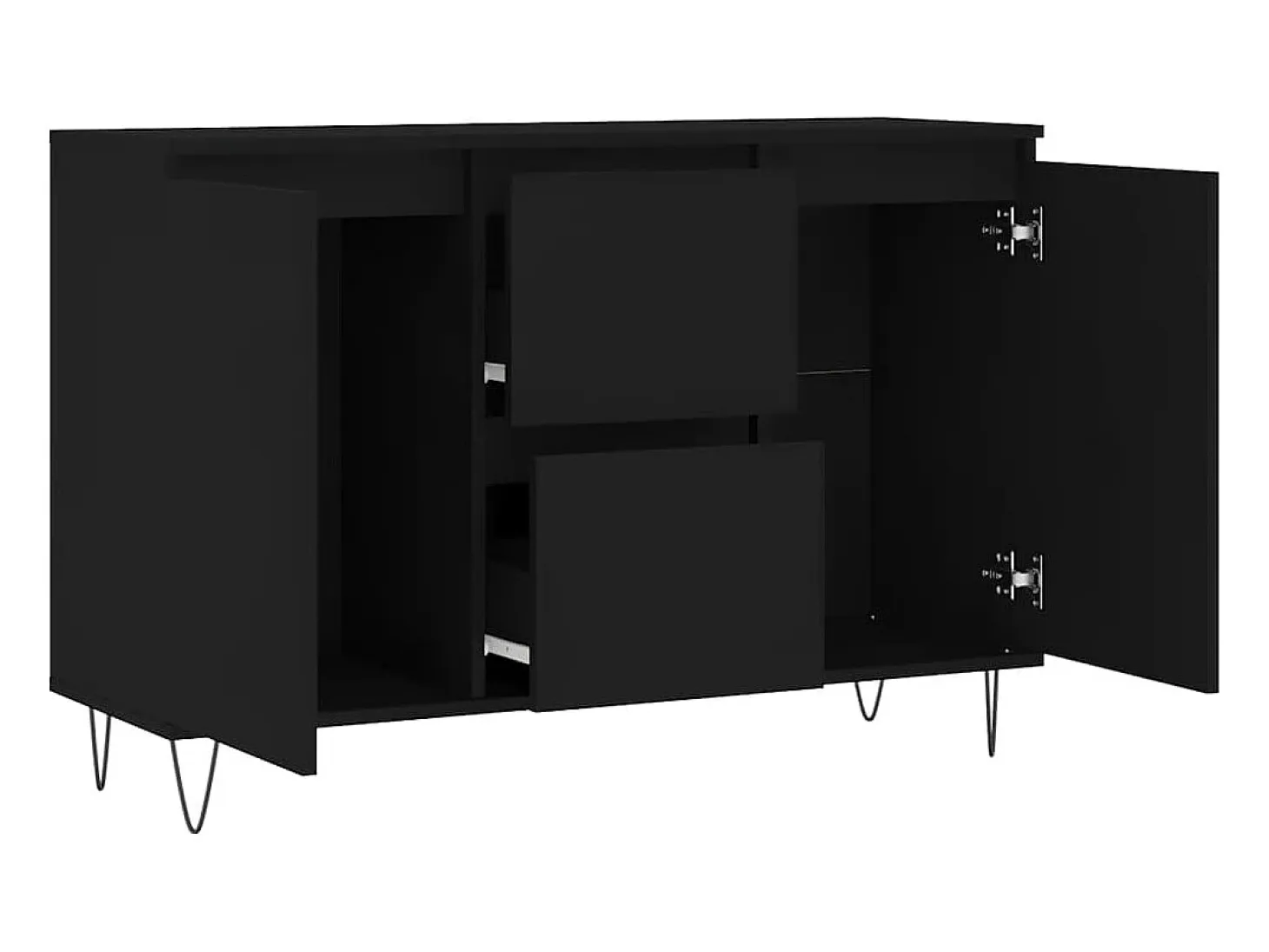 Aparador negro 104x35x70 cm madera contrachapada