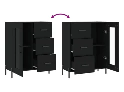 Aparador negro 69,5x34x90 cm madera de ingeniería