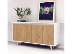 Aparador Nossa color roble Blanco 140x40x86 cm