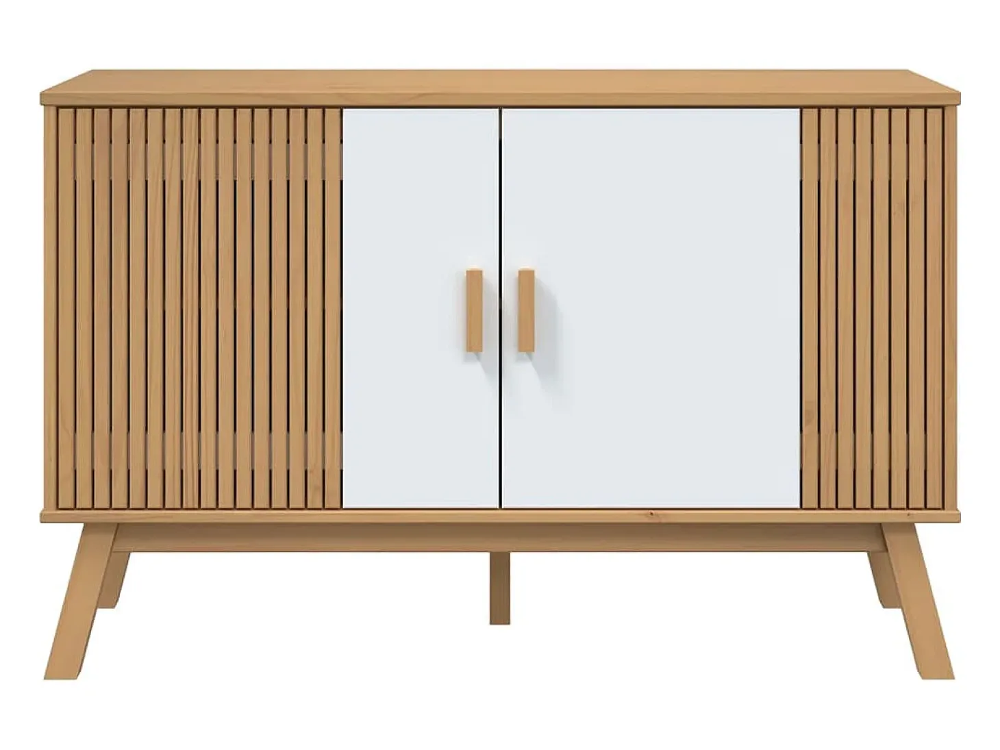 Aparador OLDEN blanco y marrón 114x43x73,5 cm madera maciza de pino