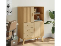 Aparador OLDEN madera maciza de pino marrón 85x43x125 cm ES548495