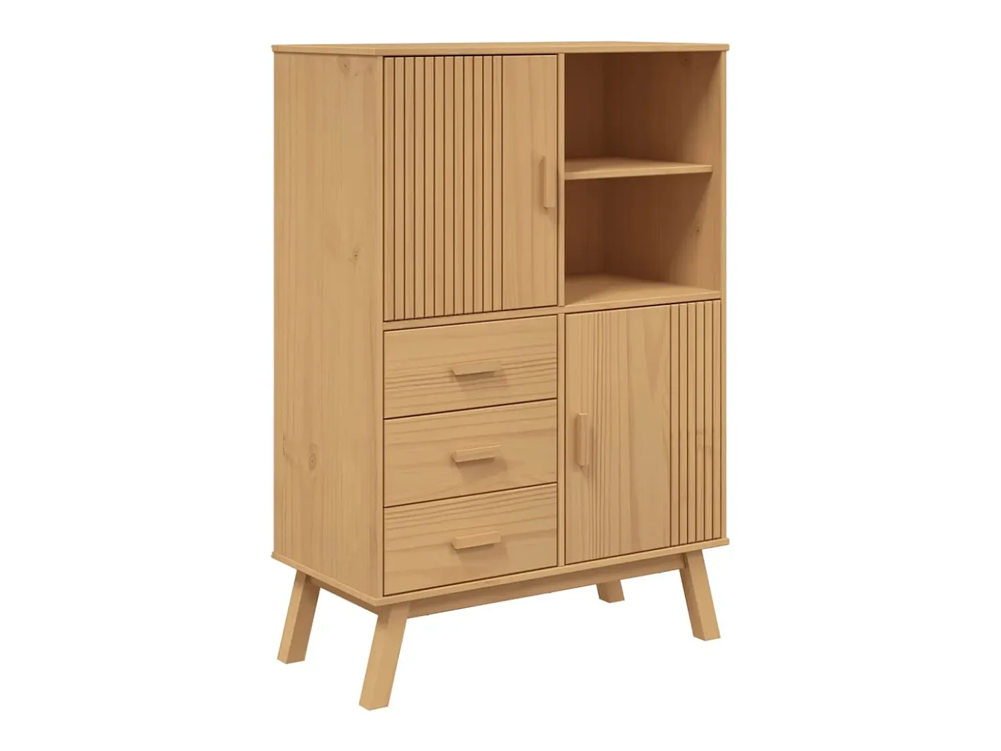 Aparador OLDEN madera maciza de pino marrón 85x43x125 cm ES548495