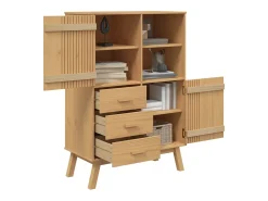 Aparador OLDEN madera maciza de pino marrón 85x43x125 cm ES548495