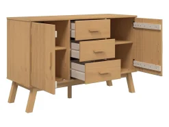Aparador OLDEN madera maciza de pino marrón 114x43x73,5 cm
