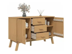 Aparador OLDEN madera maciza de pino marrón 114x43x73,5 cm