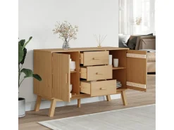 Aparador OLDEN madera maciza de pino marrón 114x43x73,5 cm