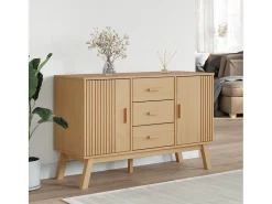 Aparador OLDEN madera maciza de pino marrón 114x43x73,5 cm