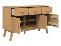 Aparador OLDEN madera maciza de pino marrón 114x43x73,5 cm