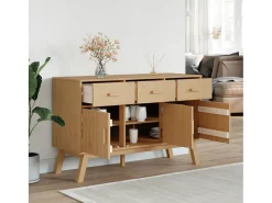 Aparador OLDEN madera maciza de pino marrón 114x43x73,5 cm