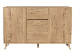 Aparador Oslo Roble Gold 3 Cajones 2 Puertas Push, Roble Gold 140cm