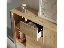 Aparador Oslo Roble Gold 3 Cajones 2 Puertas Push, Roble Gold 140cm