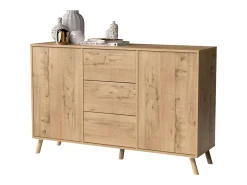 Aparador Oslo Roble Gold 3 Cajones 2 Puertas Push, Roble Gold 140cm