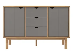 Aparador OTTA madera maciza pino marrón y gris 113,5x43x73 cm ES77918