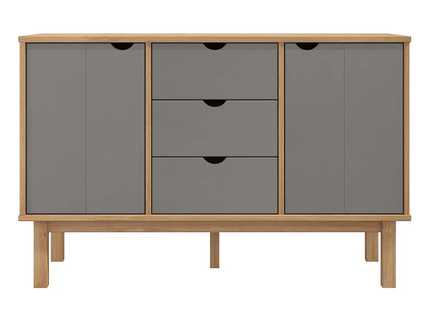 Aparador OTTA madera maciza pino marrón y gris 113,5x43x73 cm ES77918