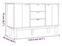 Aparador OTTA madera maciza pino marrón y gris 113,5x43x73 cm
