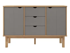 Aparador OTTA madera maciza pino marrón y gris 113,5x43x73 cm