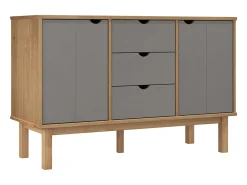 Aparador OTTA madera maciza pino marrón y gris 113,5x43x73 cm