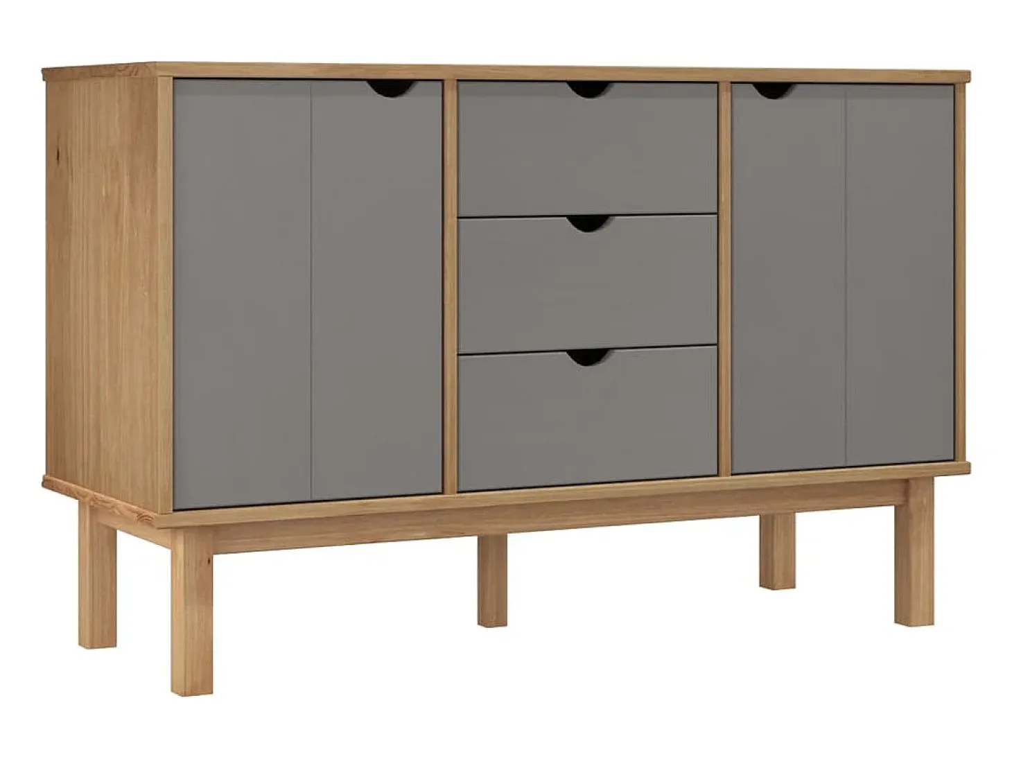 Aparador OTTA Marrón y gris 113,5x43x73 cm Madera maciza de pino