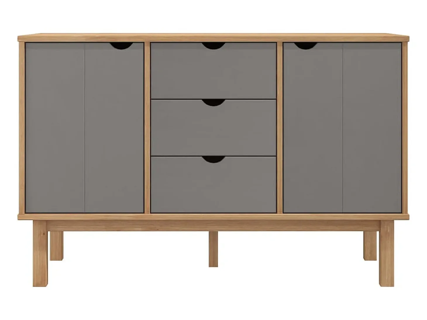 Aparador OTTA Marrón y gris 113,5x43x73 cm Madera maciza de pino