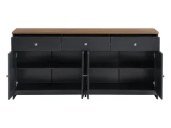 Aparador para salón - 4 puertas y 3 cajones - tableros de partículas - Gris negro
