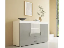 Aparador para Salón comedor en Blanco y Gris 140x40x80cm Roque
