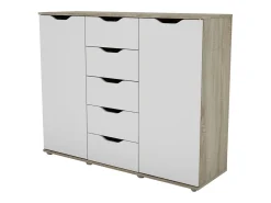 Aparador Parc 2 puertas 5 cajones 4 estantes roble sonoma/blanco 120x97x38 cm