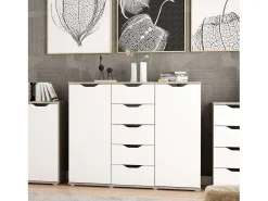Aparador Parc 2 puertas 5 cajones 4 estantes roble sonoma/blanco 120x97x38 cm