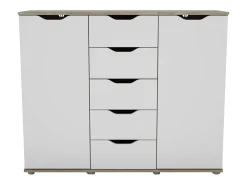 Aparador Parc 2 puertas 5 cajones 4 estantes roble sonoma/blanco 120x97x38 cm
