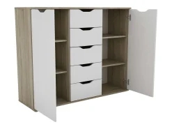Aparador Parc 2 puertas 5 cajones 4 estantes roble sonoma/blanco 120x97x38 cm
