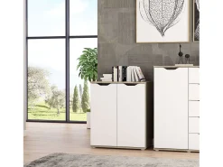 Aparador Parc 2 puertas estante roble sonoma/blanco mate 66.6x78.7x38 cm