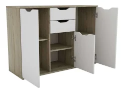 Aparador Parc salón 2 cajones 3 puertas roble/blanco 108x78.7x38 cm