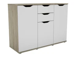 Aparador Parc salón 2 cajones 3 puertas roble/blanco 108x78.7x38 cm
