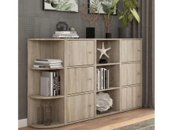 Aparador Plea 2 armarios 3 puertas roble sonoma y madera claro 92x155x29 cm