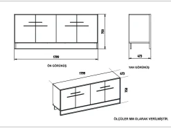 Aparador Polka blanco dorado179.9x47.3x75 cm