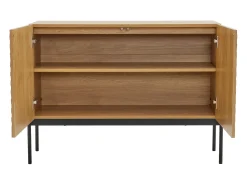 Aparador rectangular natural 100 cm - Aparador con 2 puertas y patas de metal - para comedor y salón