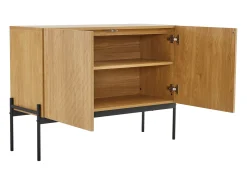Aparador rectangular natural 100 cm - Aparador con 2 puertas y patas de metal - para comedor y salón
