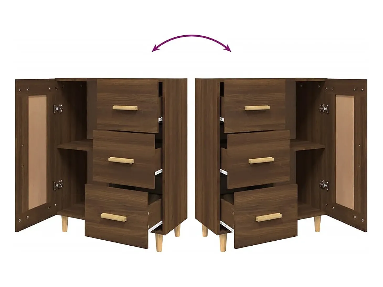 Aparador Roble marrón 69,5x34x90 cm Madera de ingeniería