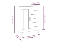 Aparador Roble marrón 69,5x34x90 cm Madera de ingeniería