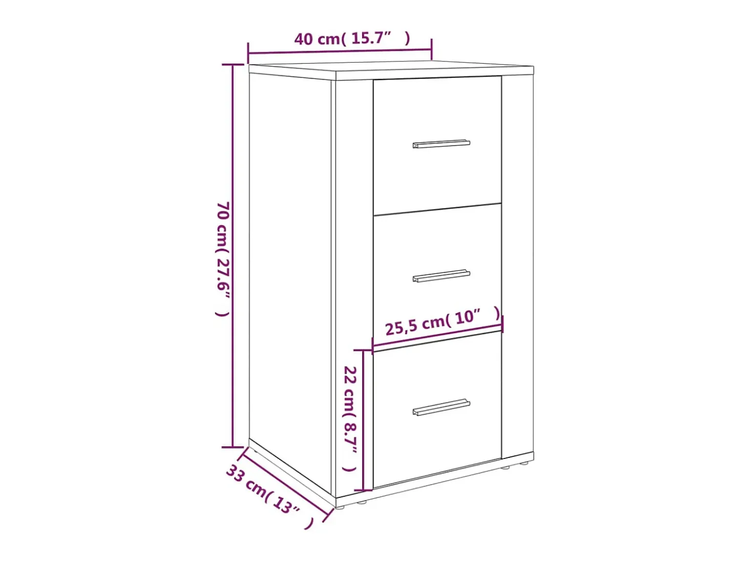 Aparador Roble Marrón 40x33x70 cm Madera de ingeniería
