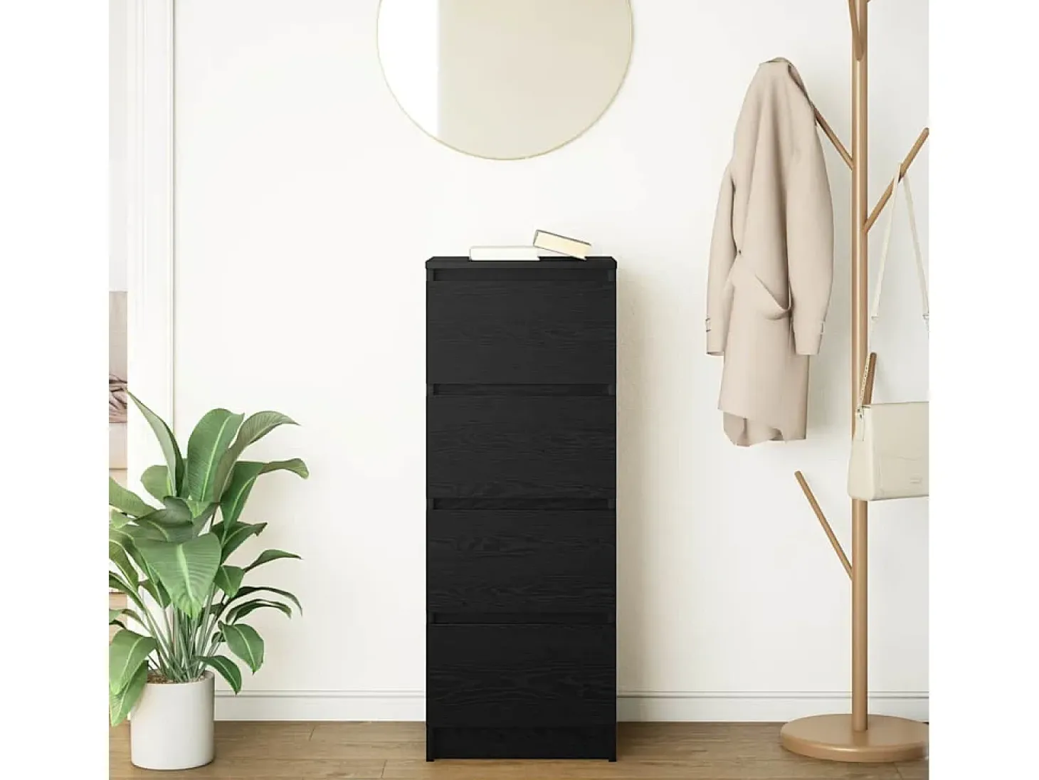 Aparador roble negro 37,5x35x76 cm madera ingeniería