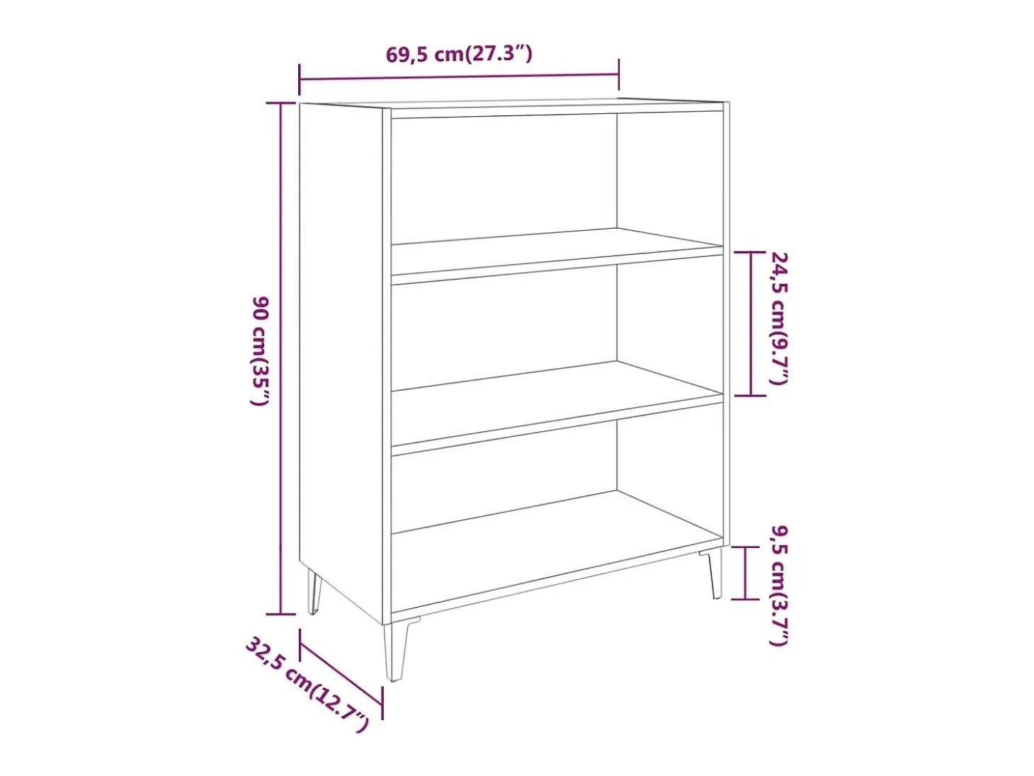 Aparador Roble Sonoma 69,5x32,5x90 cm Madera de ingeniería