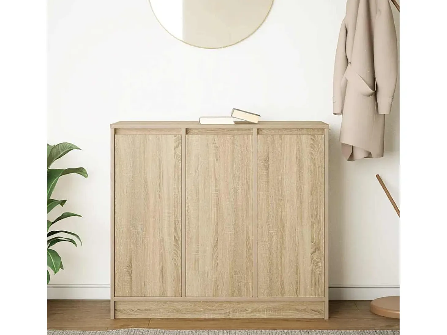 Aparador roble Sonoma 85x34x76 cm madera de ingeniería