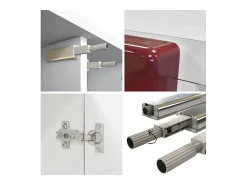 Aparador Rova V3 – Armario de cocina moderno con 4 puertas Push-to-Open blanco mate / crema de alto brillo (92,5 x 75.5 x 35)