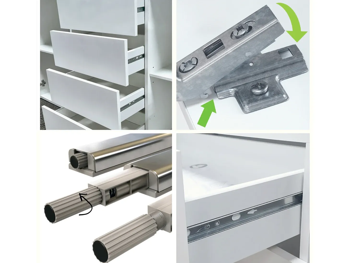 Aparador Rova V2 – Mueble con 4 Puertas y 4 Cajones, blanco mate/gris de alto brillo (166,5 x 75,5 x 35)
