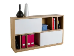 Aparador salón 2 puertas correderas roble blanco lacado Elea