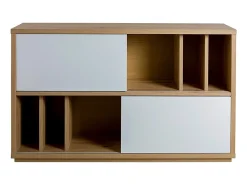 Aparador salón 2 puertas correderas roble blanco lacado Elea