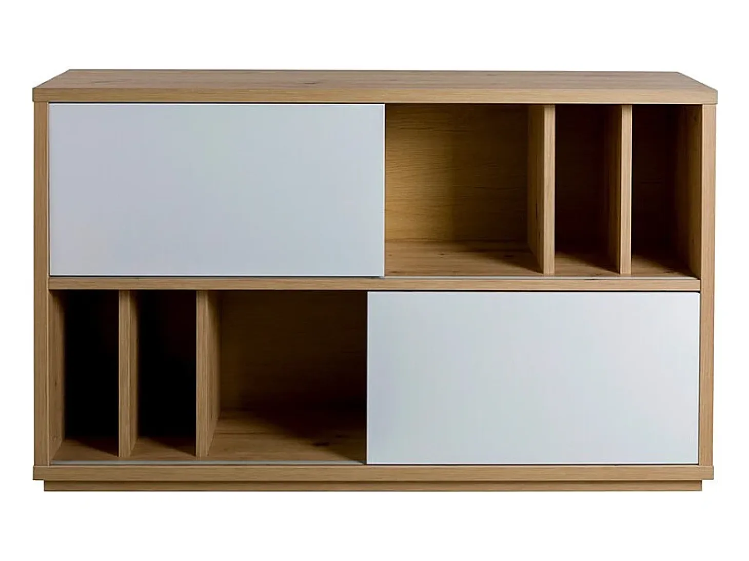 Aparador salón 2 puertas correderas roble blanco lacado Elea