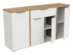 Aparador Salón Acces 4P Roble Hamilton Blanco Mate 161 cm