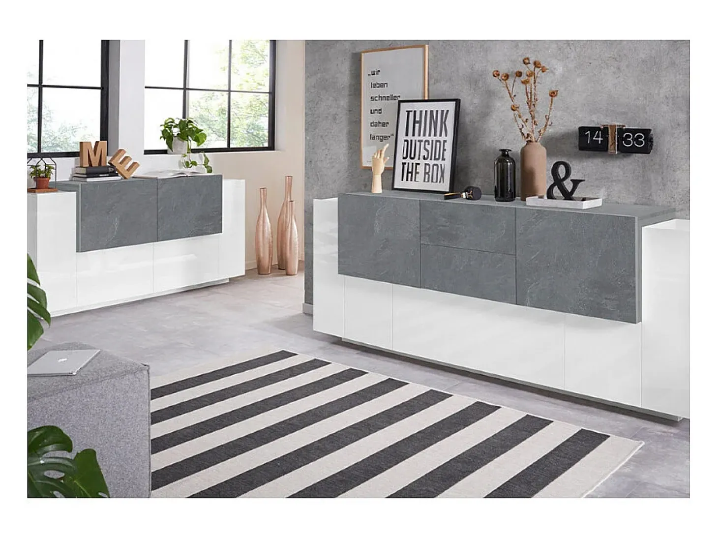 Aparador salón blanco pizarra diseño moderno 160 cm 4 puertas New Coro Four